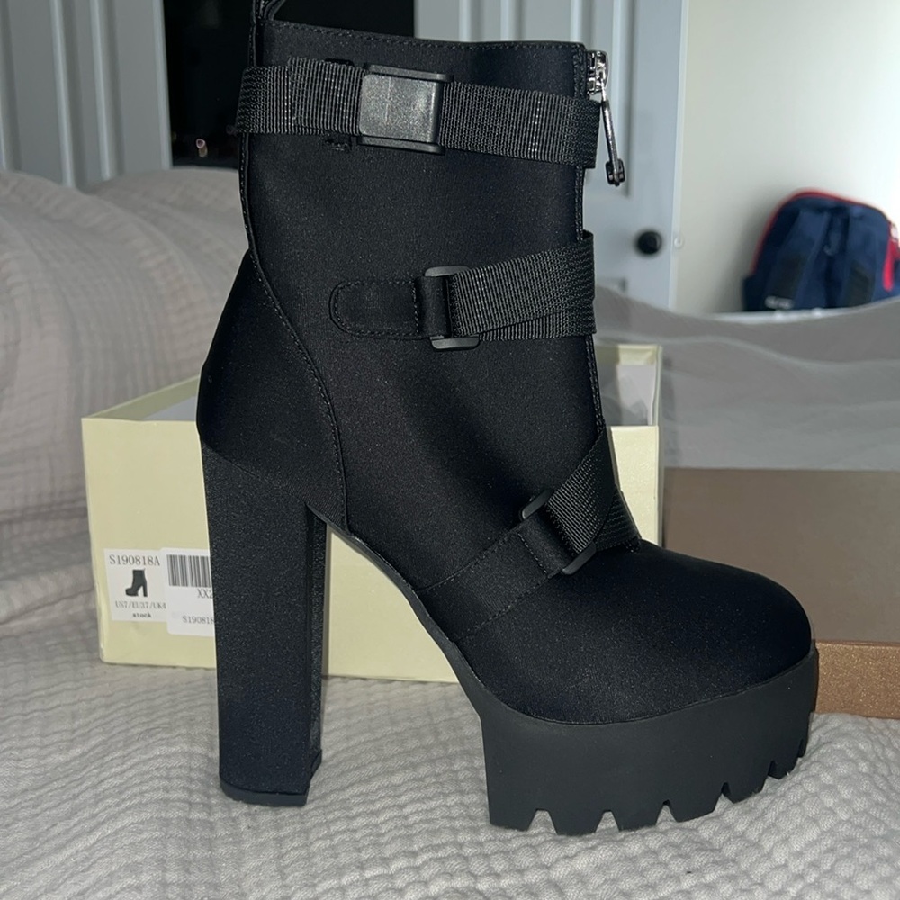 Black high heel boots